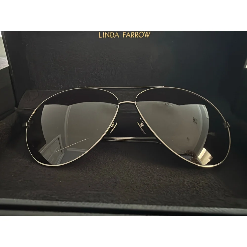 Women's Linda Farrow Sunglasses Silver Aviator LFL/398/4 Titanium